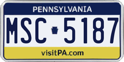 PA license plate MSC5187