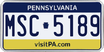 PA license plate MSC5189
