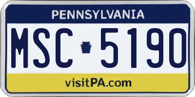 PA license plate MSC5190