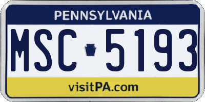 PA license plate MSC5193