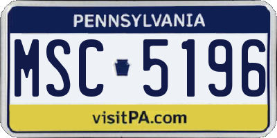 PA license plate MSC5196