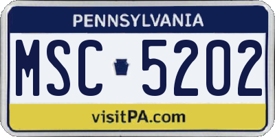 PA license plate MSC5202