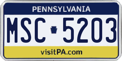 PA license plate MSC5203