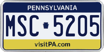 PA license plate MSC5205
