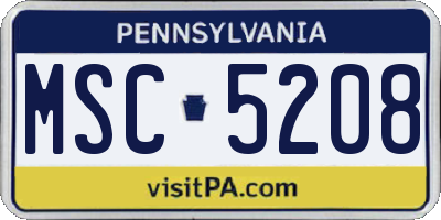 PA license plate MSC5208