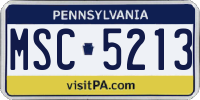 PA license plate MSC5213