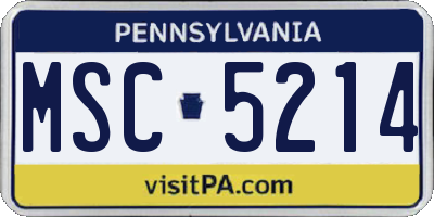 PA license plate MSC5214