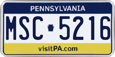 PA license plate MSC5216