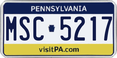 PA license plate MSC5217