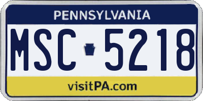 PA license plate MSC5218