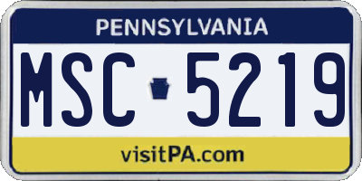 PA license plate MSC5219