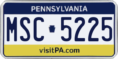 PA license plate MSC5225