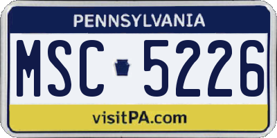 PA license plate MSC5226