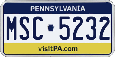 PA license plate MSC5232