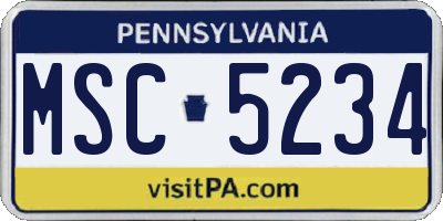 PA license plate MSC5234
