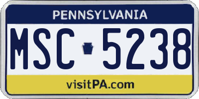 PA license plate MSC5238
