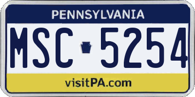 PA license plate MSC5254