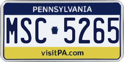 PA license plate MSC5265