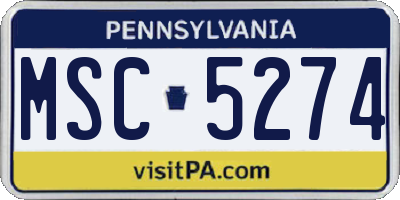 PA license plate MSC5274