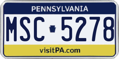 PA license plate MSC5278
