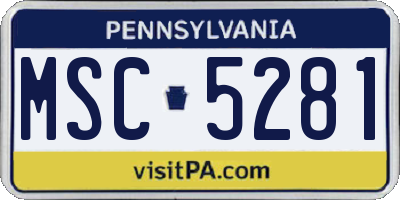 PA license plate MSC5281