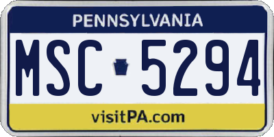 PA license plate MSC5294