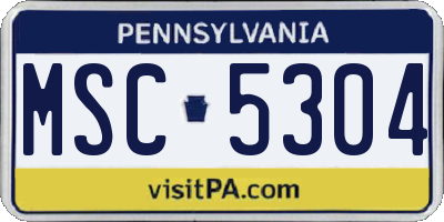 PA license plate MSC5304