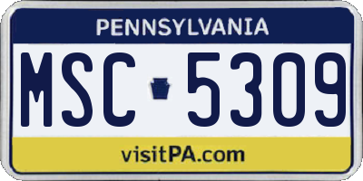 PA license plate MSC5309