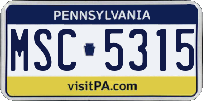 PA license plate MSC5315