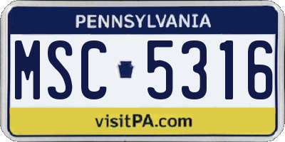 PA license plate MSC5316