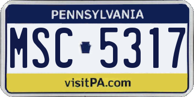 PA license plate MSC5317