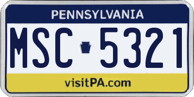 PA license plate MSC5321