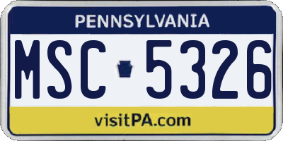 PA license plate MSC5326