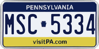 PA license plate MSC5334