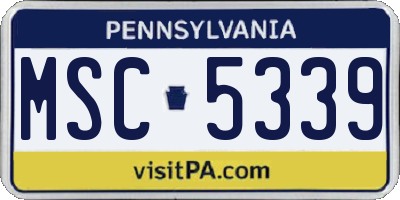 PA license plate MSC5339