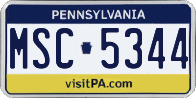 PA license plate MSC5344