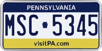 PA license plate MSC5345