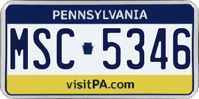 PA license plate MSC5346