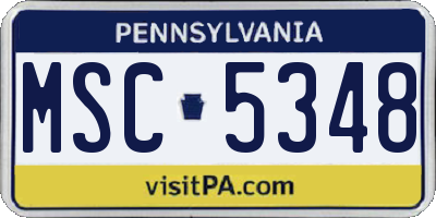 PA license plate MSC5348