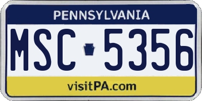 PA license plate MSC5356