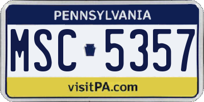 PA license plate MSC5357