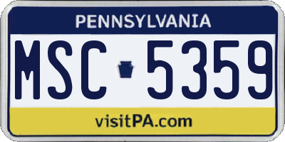PA license plate MSC5359