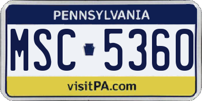 PA license plate MSC5360
