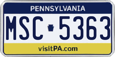 PA license plate MSC5363