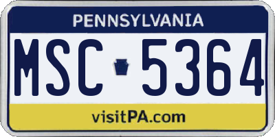 PA license plate MSC5364