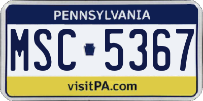 PA license plate MSC5367