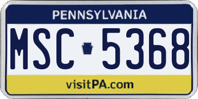 PA license plate MSC5368