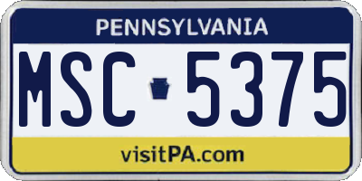 PA license plate MSC5375