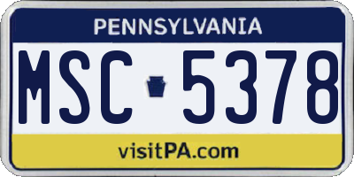 PA license plate MSC5378