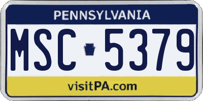 PA license plate MSC5379